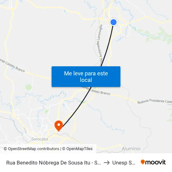 Rua Benedito Nóbrega De Sousa Itu - São Paulo 13302 Brasil to Unesp Sorocaba map