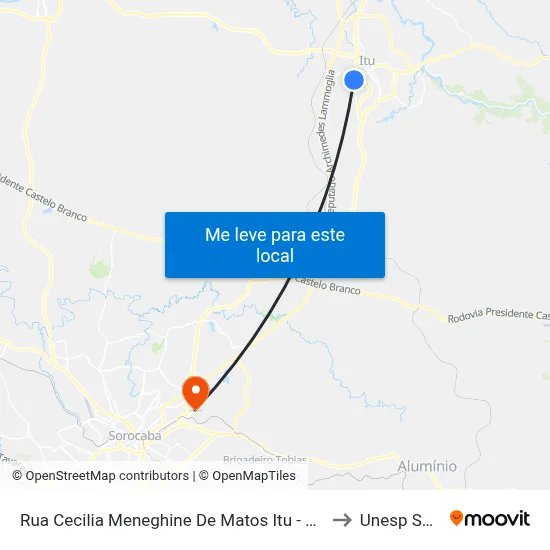 Rua Cecilia Meneghine De Matos Itu - São Paulo 13309 Brasil to Unesp Sorocaba map