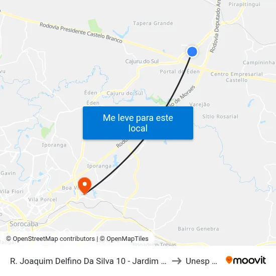 R. Joaquim Delfino Da Silva 10 - Jardim Europa Itu - SP 13308-450 Brasil to Unesp Sorocaba map