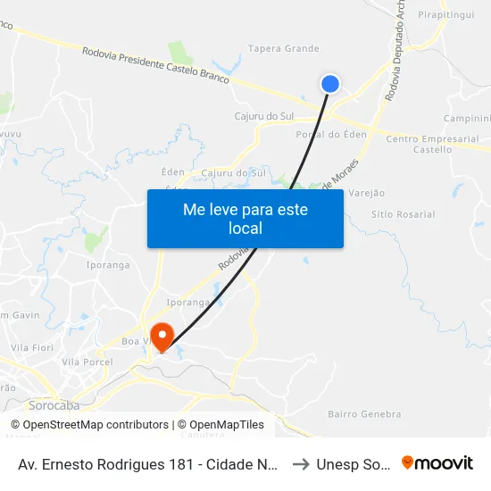 Av. Ernesto Rodrigues 181 - Cidade Nova II Itu - SP Brasil to Unesp Sorocaba map