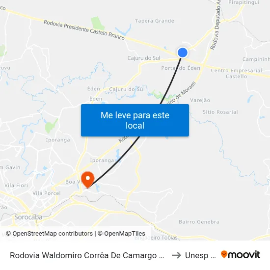 Rodovia Waldomiro Corrêa De Camargo 2300 - Jardim Novo Mundo Itu - SP Brasil to Unesp Sorocaba map