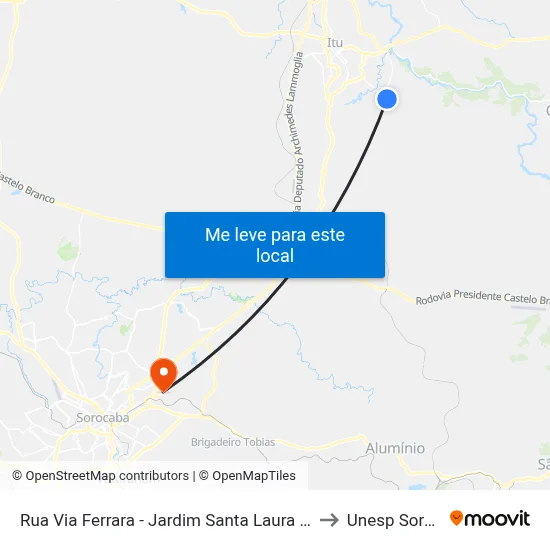 Rua Via Ferrara - Jardim Santa Laura Itu - SP Brasil to Unesp Sorocaba map