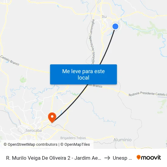 R. Murilo Veiga De Oliveira 2 - Jardim Aeroporto I Itu - SP 13304-700 Brasil to Unesp Sorocaba map