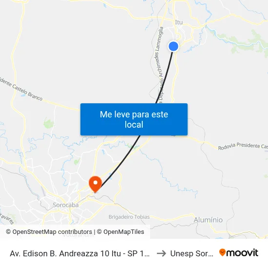 Av. Edison B. Andreazza 10 Itu - SP 13309-710 Brasil to Unesp Sorocaba map