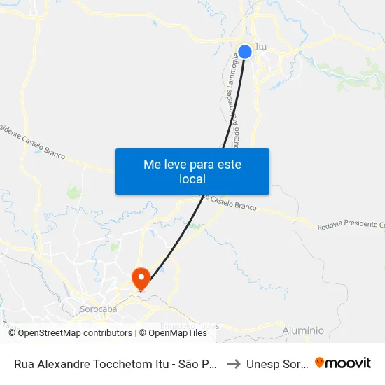 Rua Alexandre Tocchetom Itu - São Paulo 13310 Brasil to Unesp Sorocaba map