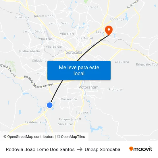 Rodovia João Leme Dos Santos to Unesp Sorocaba map