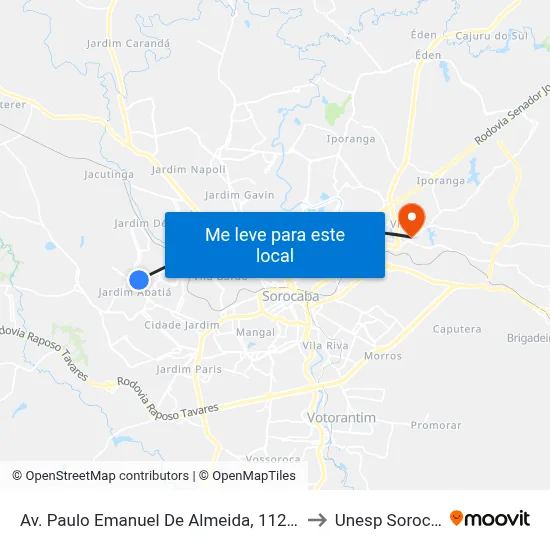 Av. Paulo Emanuel De Almeida, 112 Sn 120 to Unesp Sorocaba map