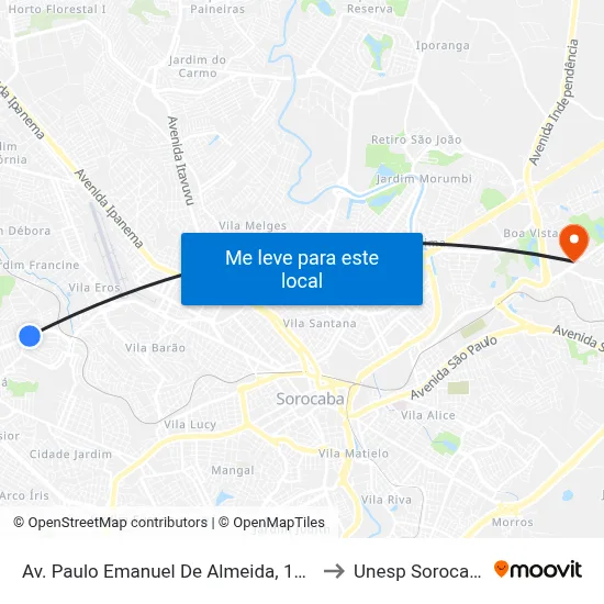 Av. Paulo Emanuel De Almeida, 1063 to Unesp Sorocaba map
