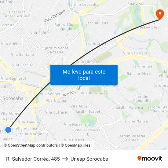 R. Salvador Corrêa, 485 to Unesp Sorocaba map