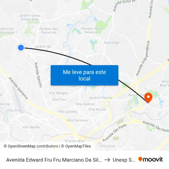 Avenida Edward Fru Fru Marciano Da Silva - Mercado E Açougue MC to Unesp Sorocaba map