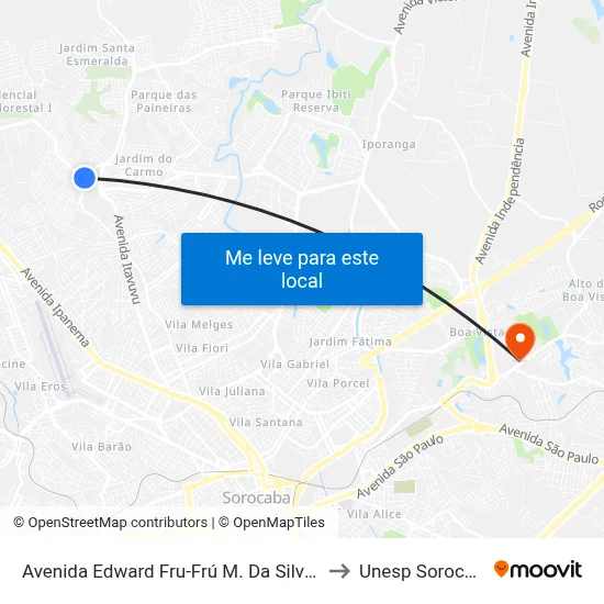 Avenida Edward Fru-Frú M. Da Silva, 97 to Unesp Sorocaba map