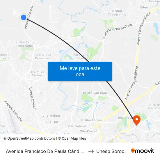 Avenida Francisco De Paula Cândido  271 to Unesp Sorocaba map