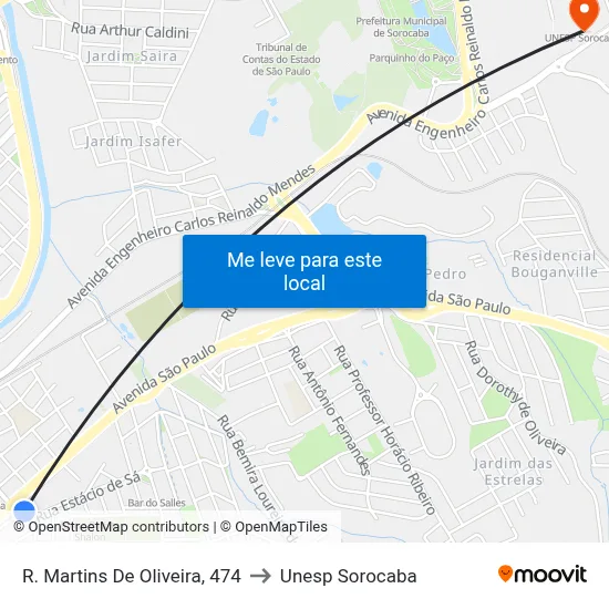 R. Martins De Oliveira, 474 to Unesp Sorocaba map