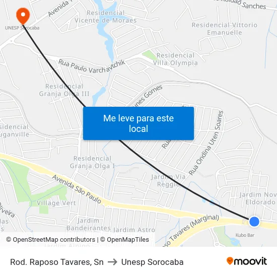 Rod. Raposo Tavares, Sn to Unesp Sorocaba map