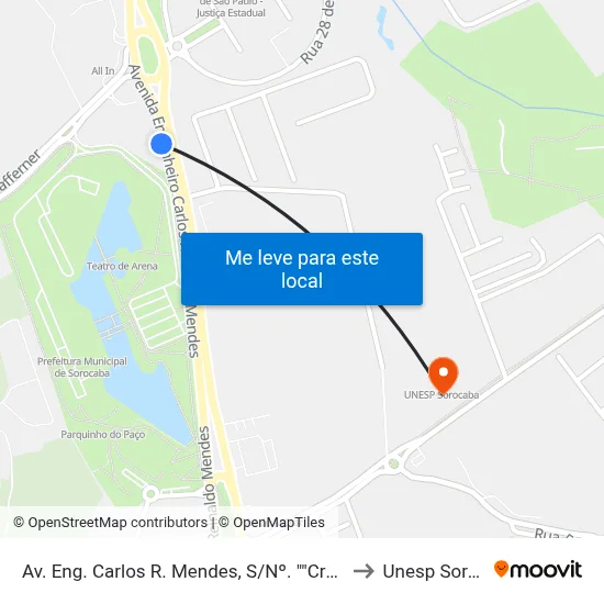Av. Eng. Carlos R. Mendes, S/Nº. "Creche Do Paço" to Unesp Sorocaba map