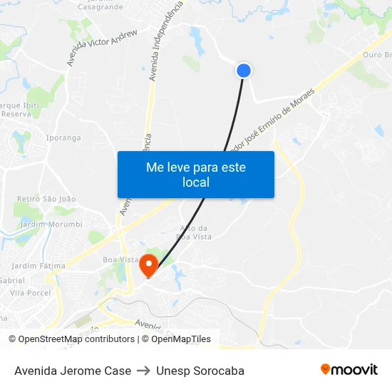 Avenida Jerome Case to Unesp Sorocaba map