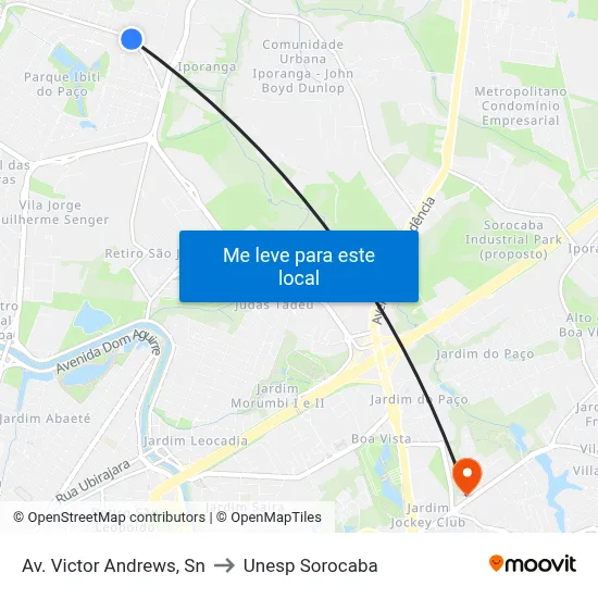 Av. Victor Andrews, Sn to Unesp Sorocaba map