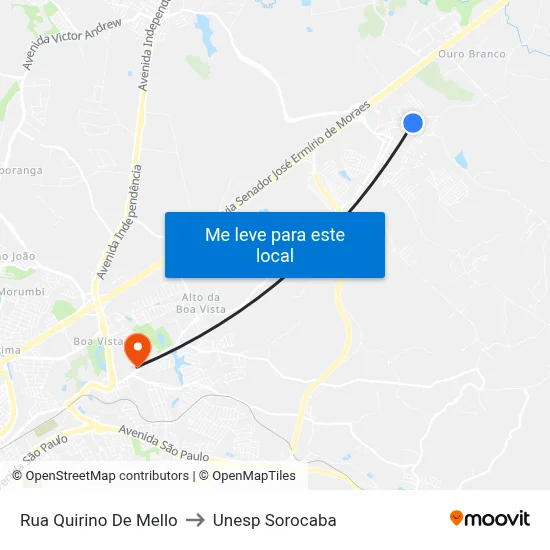 Rua Quirino De Mello to Unesp Sorocaba map