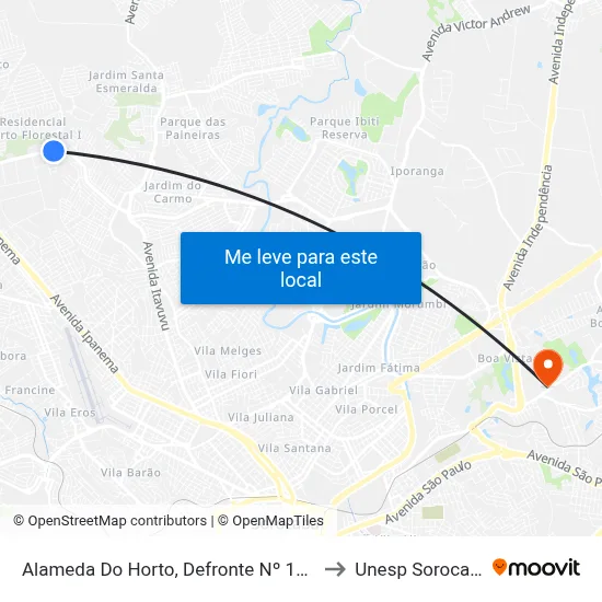 Alameda  Do Horto, Defronte Nº 1105. to Unesp Sorocaba map