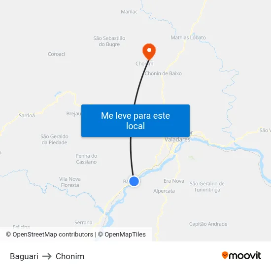 Baguari to Chonim map