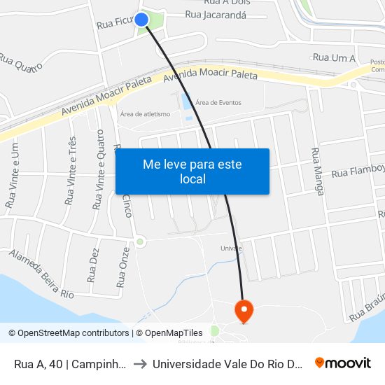 Rua A, 40 | Campinho Do Cardo to Universidade Vale Do Rio Doce - Campus II map