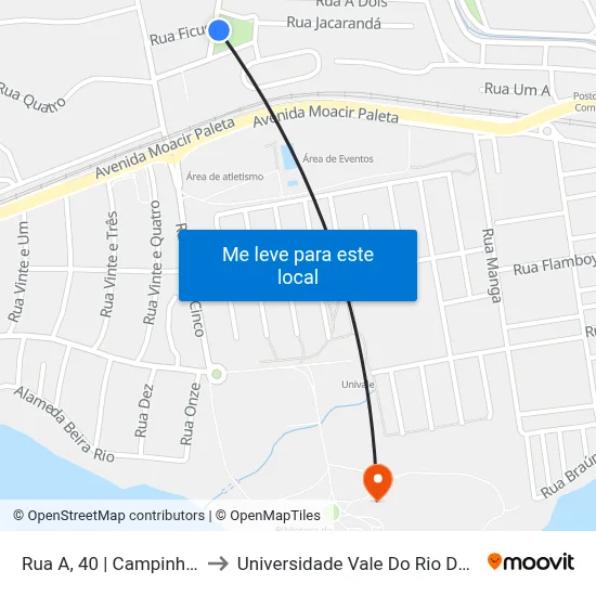 Rua A, 40 | Campinho Do Cardo to Universidade Vale Do Rio Doce - Campus II map