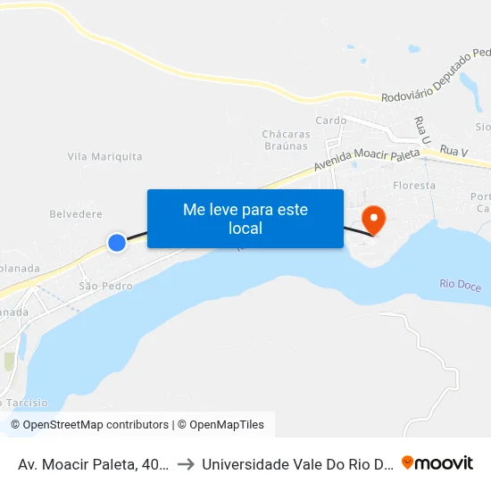 Av. Moacir Paleta, 400 | Passarela to Universidade Vale Do Rio Doce - Campus II map