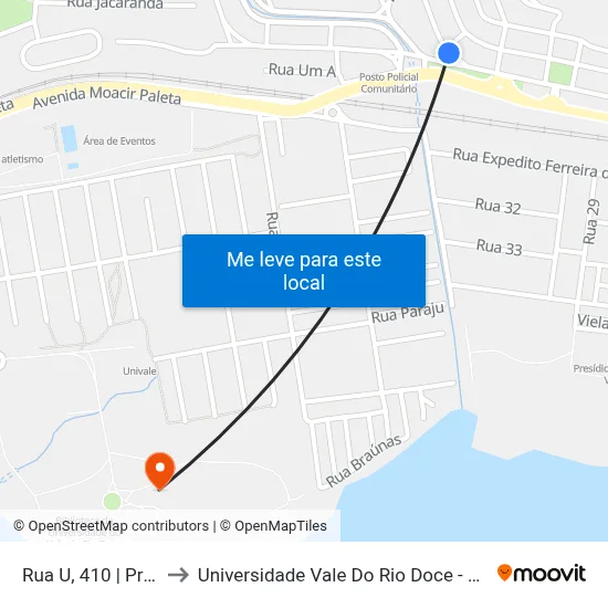 Rua U, 410 | Prédios to Universidade Vale Do Rio Doce - Campus II map