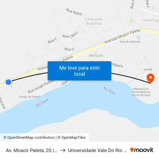 Av. Moacir Paleta, 20 | Igreja Católica to Universidade Vale Do Rio Doce - Campus II map