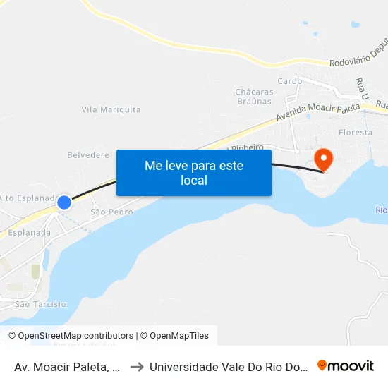 Av. Moacir Paleta, 1180 | Bnh to Universidade Vale Do Rio Doce - Campus II map