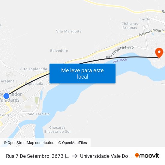 Rua 7 De Setembro, 2673 | Restaurante Mala E Cuia to Universidade Vale Do Rio Doce - Campus II map