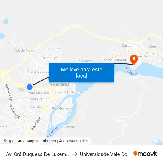 Av. Grã-Duquesa De Luxemburgo, 4497 | Coelho Diniz to Universidade Vale Do Rio Doce - Campus II map