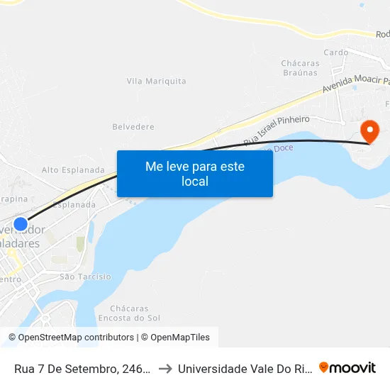 Rua 7 De Setembro, 2464 | Casa Ortopédica to Universidade Vale Do Rio Doce - Campus II map