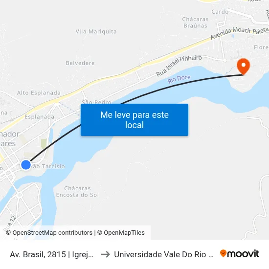 Av. Brasil, 2815 | Igreja Presbiteriana to Universidade Vale Do Rio Doce - Campus II map