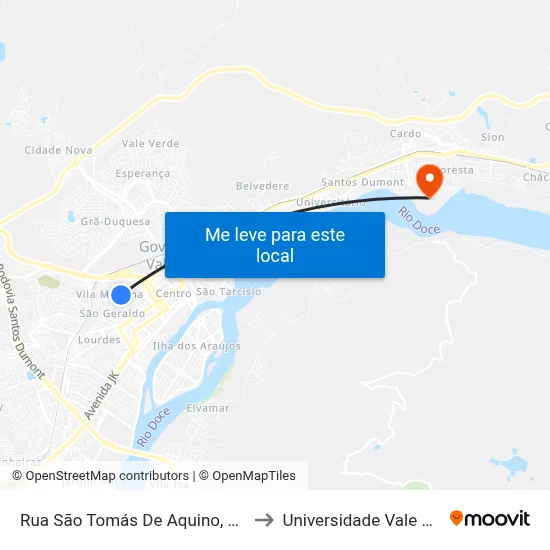 Rua São Tomás De Aquino, 347 | Ponto Final Da Vila Mariana to Universidade Vale Do Rio Doce - Campus II map