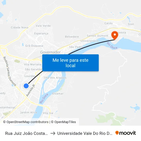 Rua Juiz João Costa, 3382 | Eteit to Universidade Vale Do Rio Doce - Campus II map