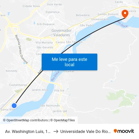 Av. Washington Luís, 1197 | João Melo to Universidade Vale Do Rio Doce - Campus II map