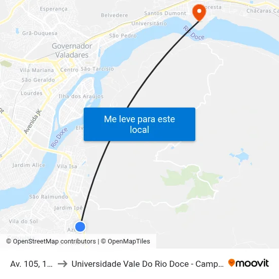 Av. 105, 165 to Universidade Vale Do Rio Doce - Campus II map