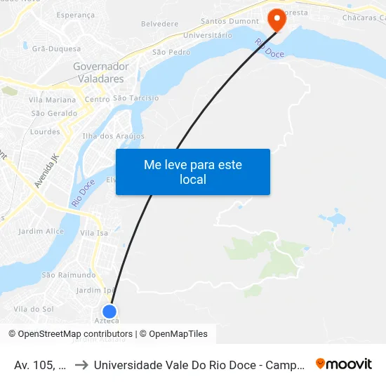 Av. 105, 76 to Universidade Vale Do Rio Doce - Campus II map