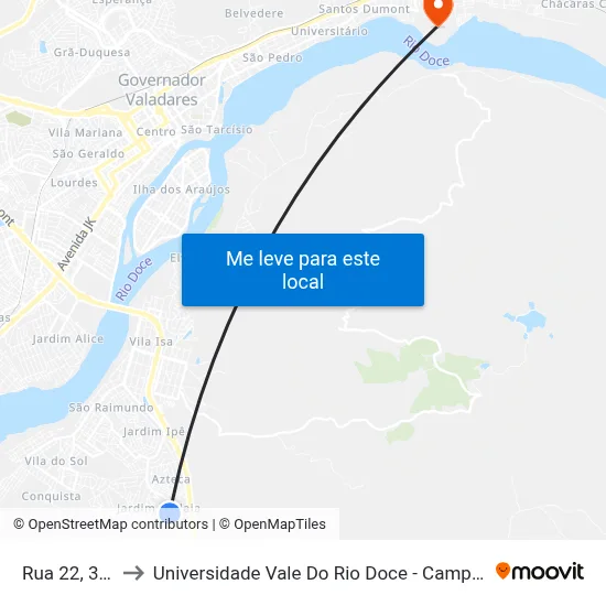 Rua 22, 321 to Universidade Vale Do Rio Doce - Campus II map