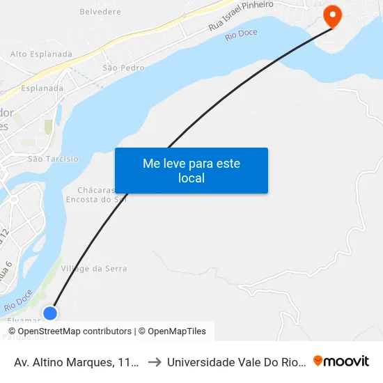Av. Altino Marques, 1100 | Minas Clube to Universidade Vale Do Rio Doce - Campus II map