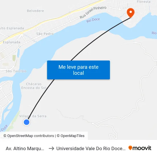 Av. Altino Marques, 1500 to Universidade Vale Do Rio Doce - Campus II map