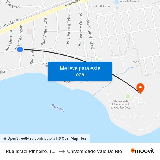 Rua Israel Pinheiro, 1325 | Partenon to Universidade Vale Do Rio Doce - Campus II map