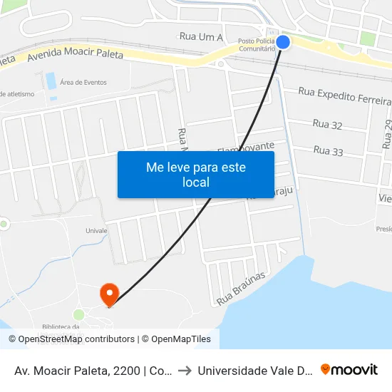 Av. Moacir Paleta, 2200 | Coelho Materiais De Construção to Universidade Vale Do Rio Doce - Campus II map