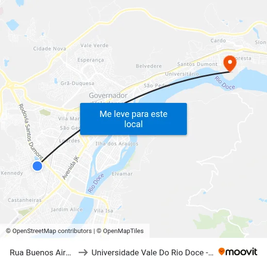 Rua Buenos Aires, 356 to Universidade Vale Do Rio Doce - Campus II map