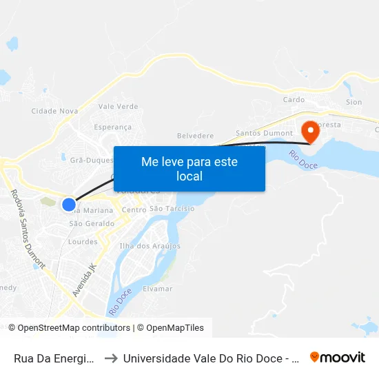 Rua Da Energia, 203 to Universidade Vale Do Rio Doce - Campus II map
