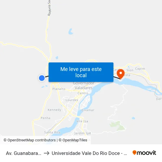 Av. Guanabara, 724 to Universidade Vale Do Rio Doce - Campus II map