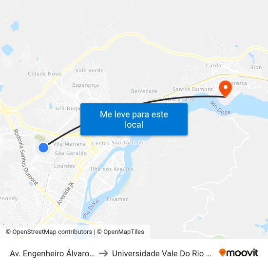 Av. Engenheiro Álvaro Siqueira, 140 to Universidade Vale Do Rio Doce - Campus II map