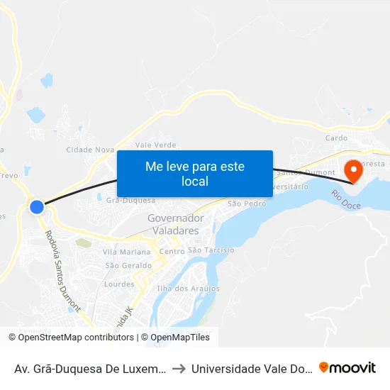 Av. Grã-Duquesa De Luxemburgo, 6100 | Concretomix to Universidade Vale Do Rio Doce - Campus II map