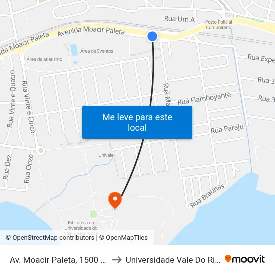 Av. Moacir Paleta, 1500 Ao Lado Do Viaduto to Universidade Vale Do Rio Doce - Campus II map